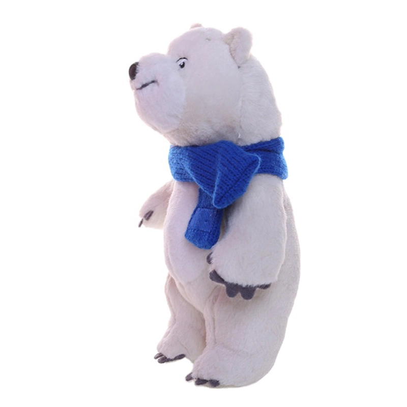 15cm blanco peludo peluche suave lindo Peluches Oso Polar con pañuelo azul