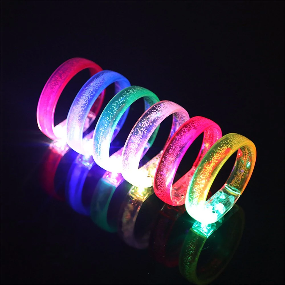 Wholesale/Supplier acrylique LED Glow in Dark Bracelet Bar concert atmosphère Bracelet de fête à bulles à DEL avec logo personnalisé et bracelet de forme bicolore