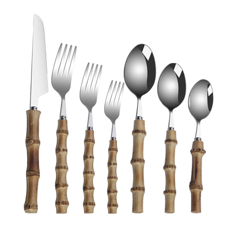 Bamboo Silver Ustensiles de cuisine Set, Hoften Bamboo Set de cuisine pour 6