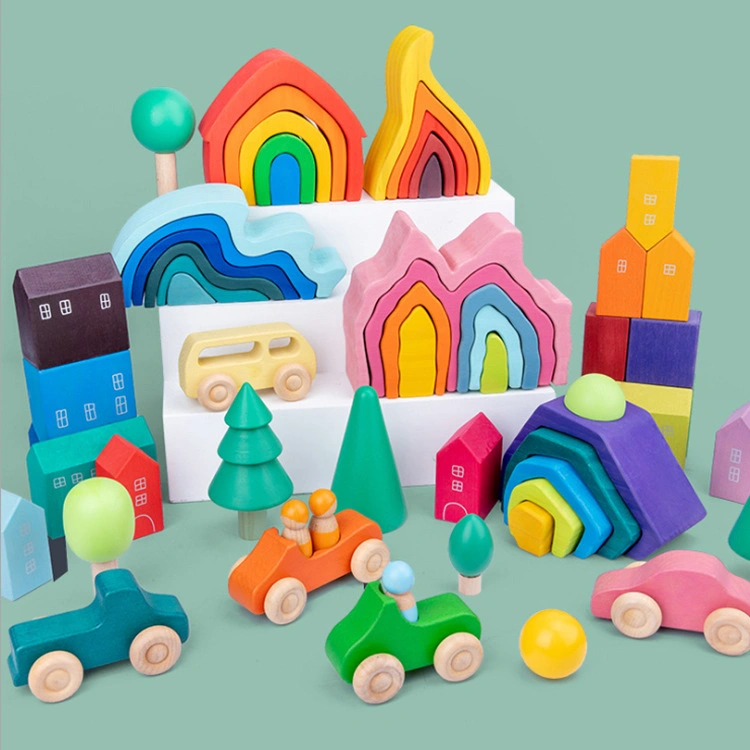 Rainbow Building Blocks Puzzle Development of Early Education Toys