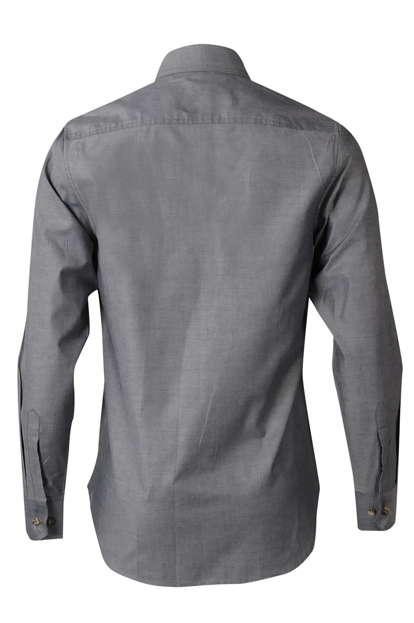 Slim Fit Solid Color Business Casual Single Breasted Polyester Stand Collar Clothes Long Sleeve Shirts