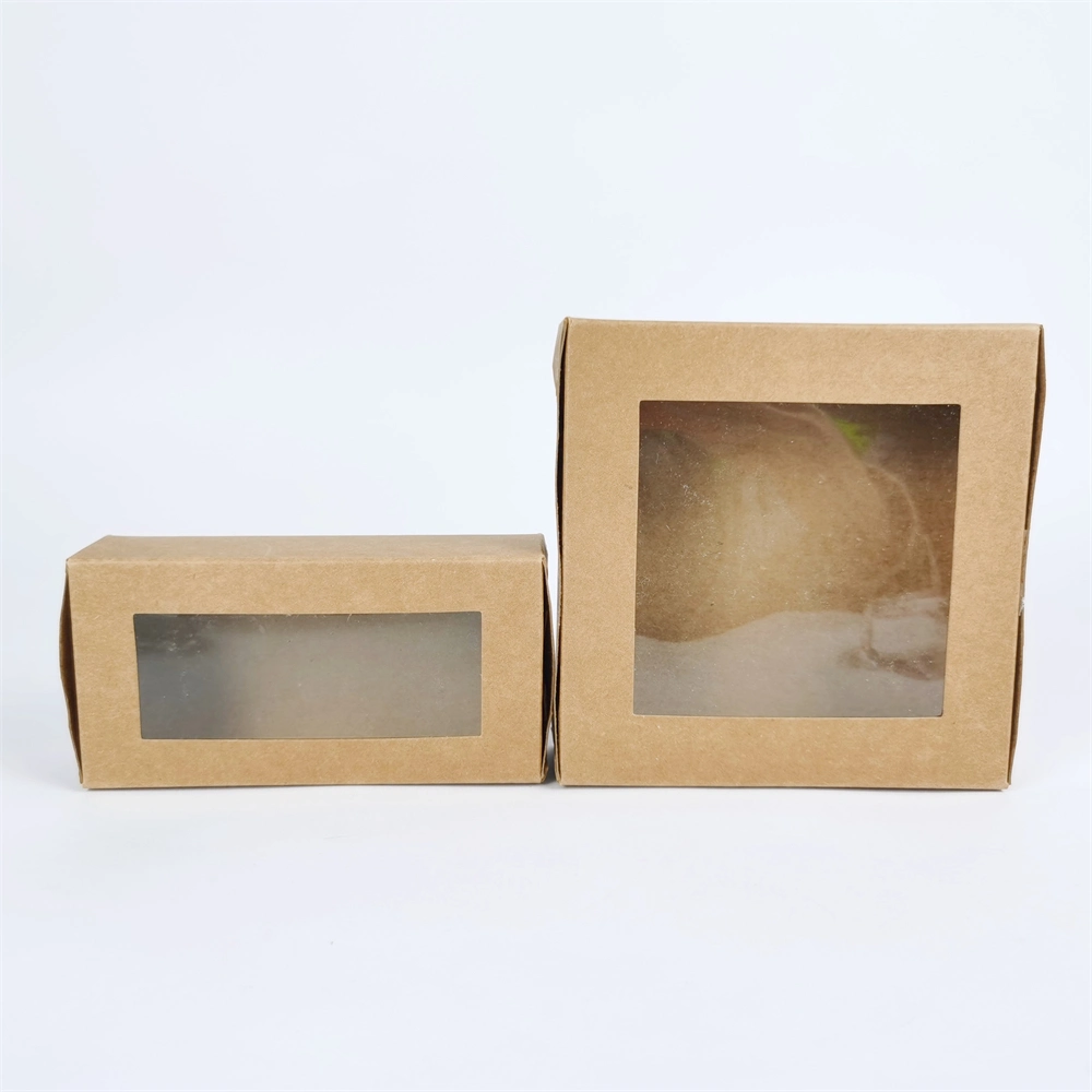 Spot Gift Packing Box Paper Daily Packing Box PVC Windowed White Black Kraft Paper Box