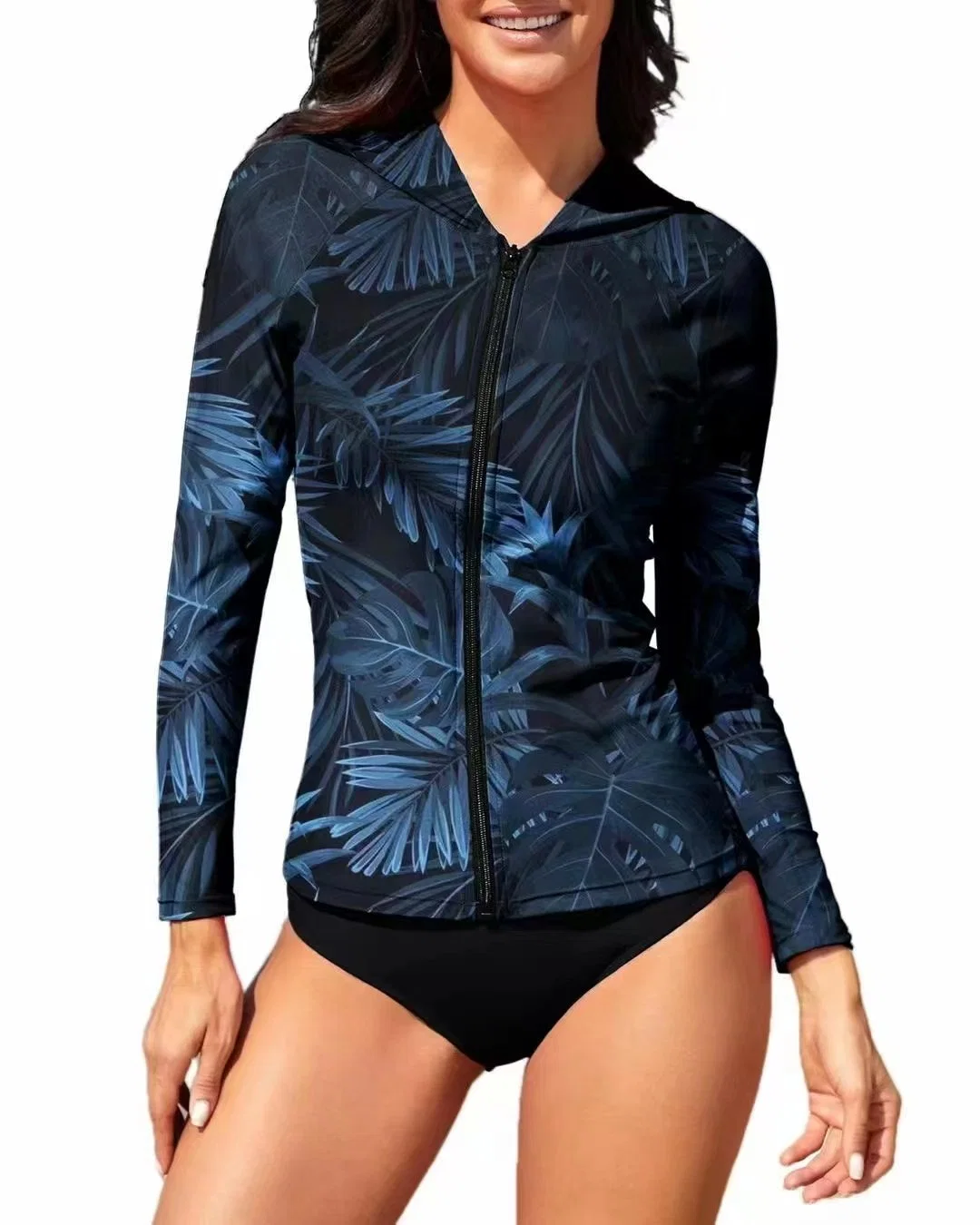 Sublimation Printed Long Sleeve Rash Guard Elastic Swimwear for Lady