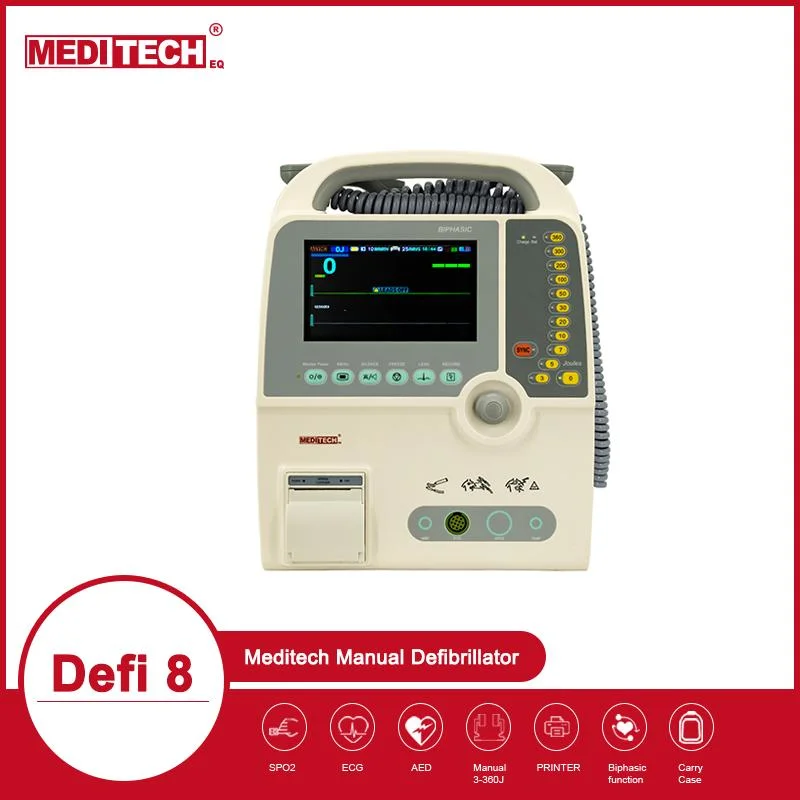 Meditech Medical Portable Emergency External Cardiac Medical Biphasic Defibrillator ECG Monitor Wholesale/Supplier Price