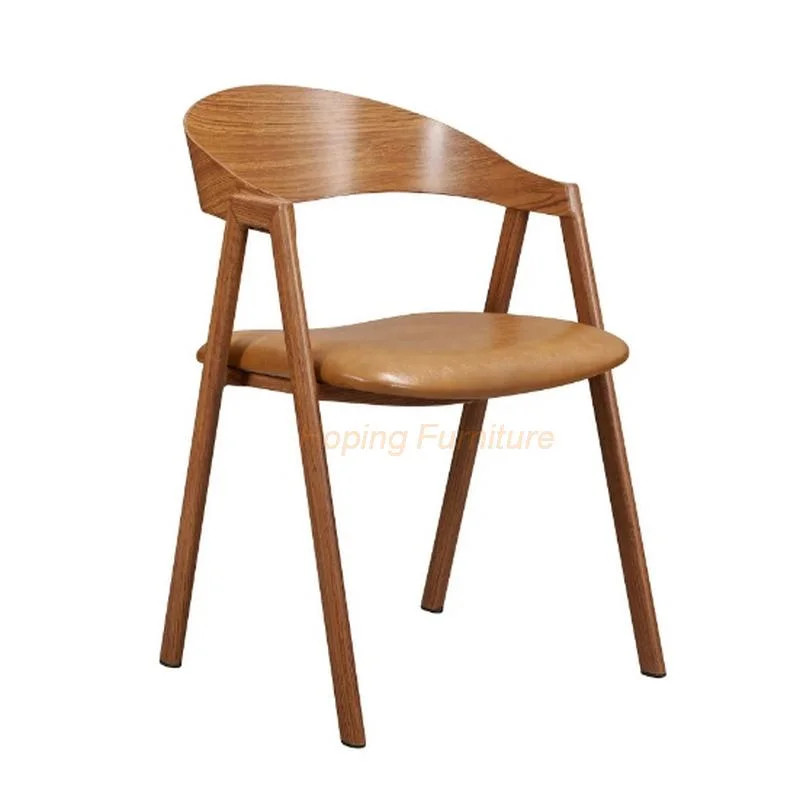 Modern Nordic Hot Sale Metal Dressing Chair Dining Chair Salon Wood Grain Metal Low Back Chair
