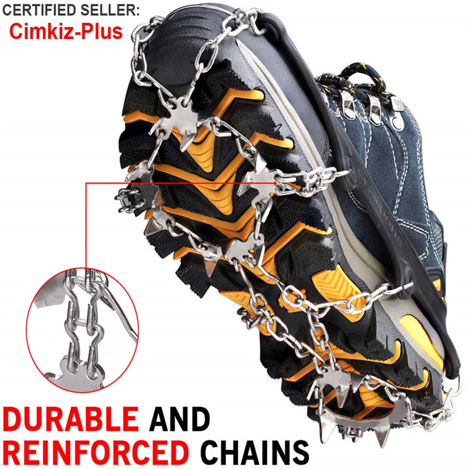 Ce Approved 18 Studs Stainless Steel Anti-Slip Snow Ice Grips for Climbing