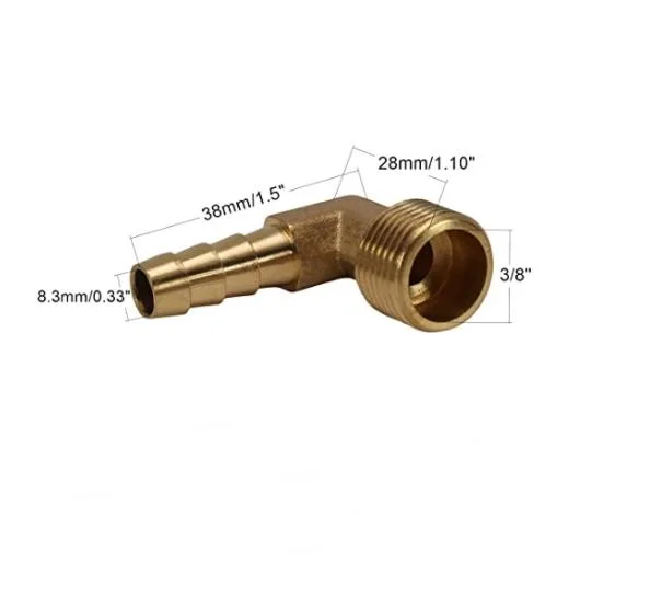 Brass Barb Hose Fitting 90 Degree Elbow 14mm to G3/8 Male Pipe Adapter Connector