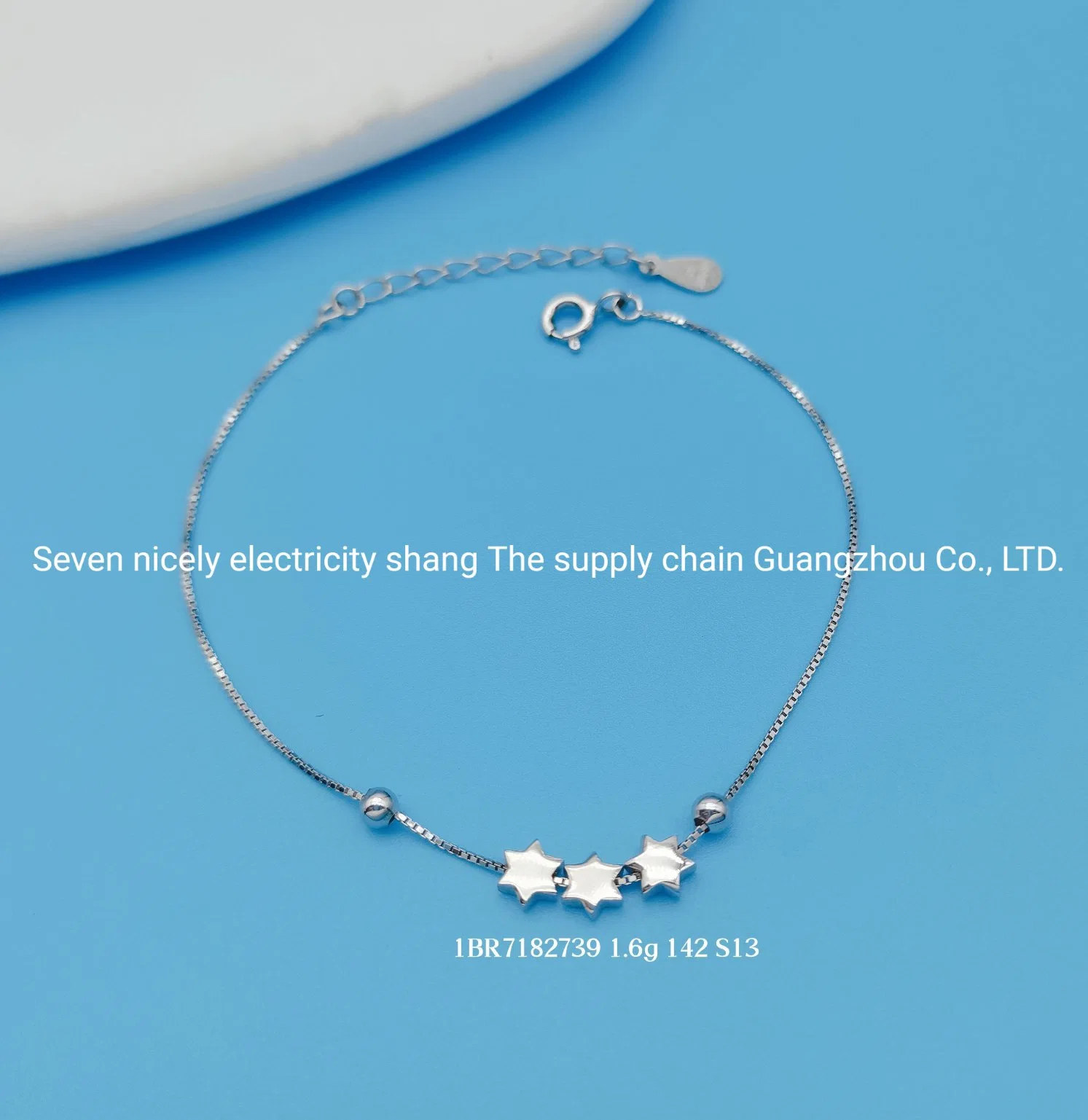 Wholesale OEM ODM Fashion Jewellry Design 925 Sterling Silver Jewelry Double Chain Star Bracelet