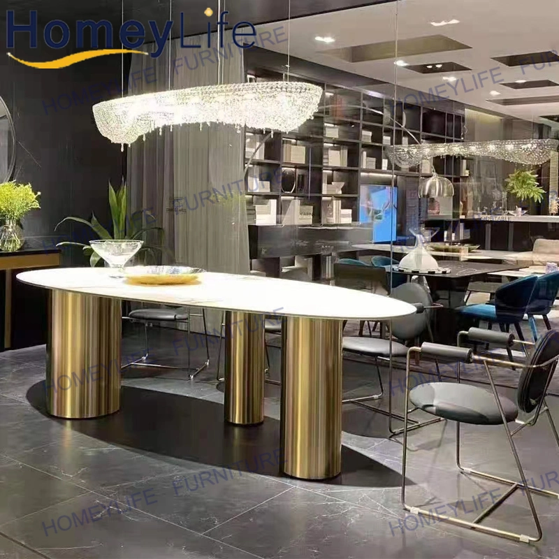 Modern Metal Marble Dining Table with Chairs for Hotel Restaurant Furniture