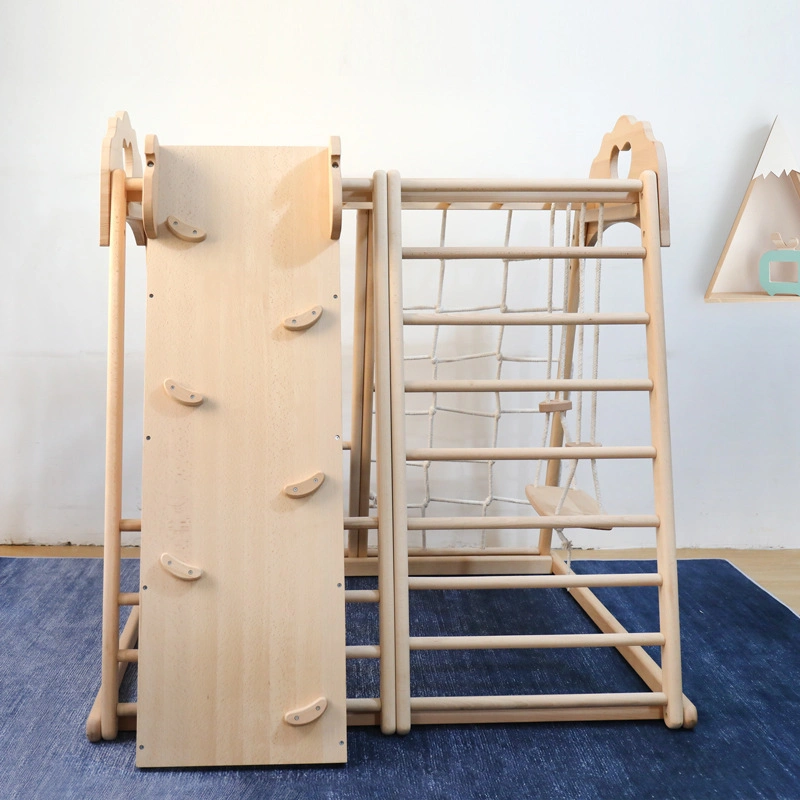 Terrain de jeux intérieur pour les enfants d'escalade en bois portique de jeu et les bambins