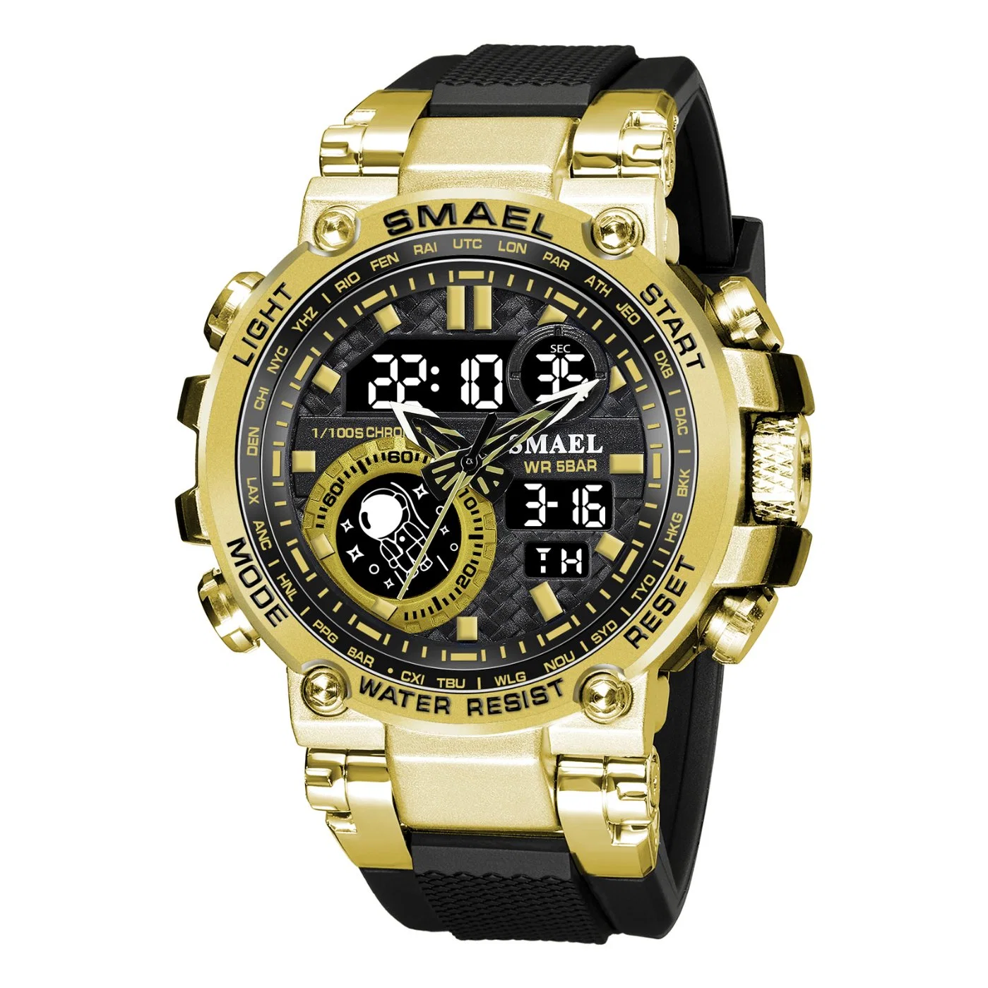 Smael Men's Watches New 8093 Brand Men LED Digital Quartz Watch Waterproof All Black Sport Man Clock Relogio Masculino