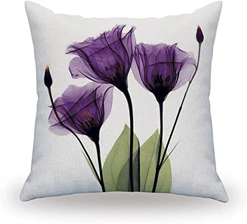 Purple Flower Throw Pillow Cover