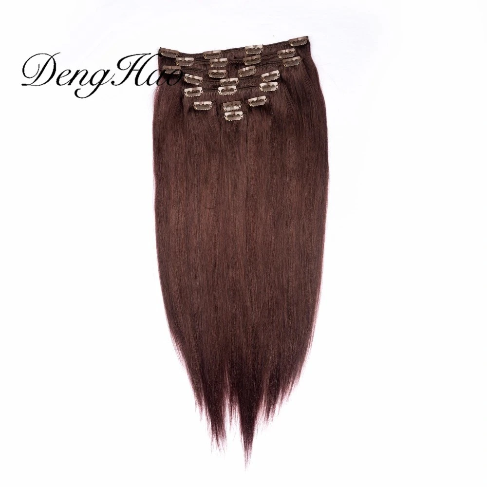 Full Head Top Quality 100% Human Hair Clip in Hair Extensions