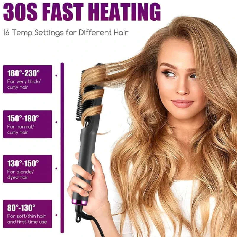 Hair Straightener Brush Straightening Comb Ionic Straightening Brush 20s Fast Ceramic Heating, Anti-Scald, Home Salon Help You Create for Frizz-Free Silky Hair