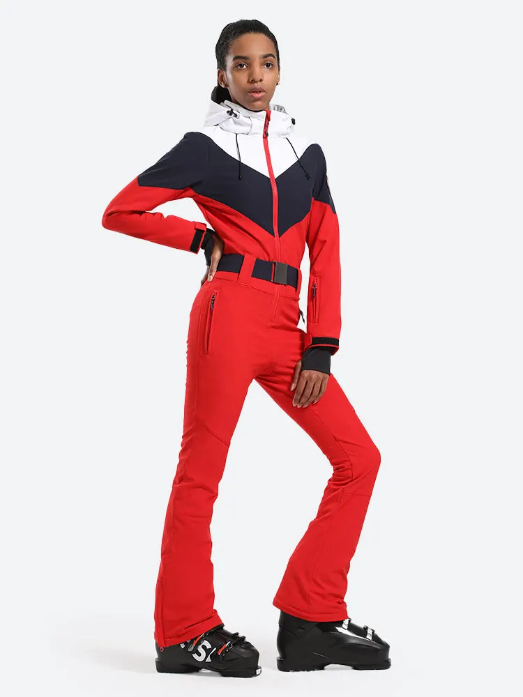 Hiworld Fashionable Women's One Piece Ski Suit with Hood Sportswear