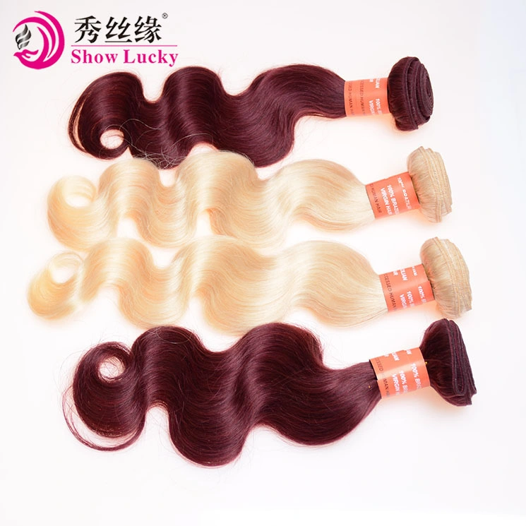 Unprocessed Filipino Ombre Two Tone Colored Body Wave 100% Natural Virgin Human Hair Weaving