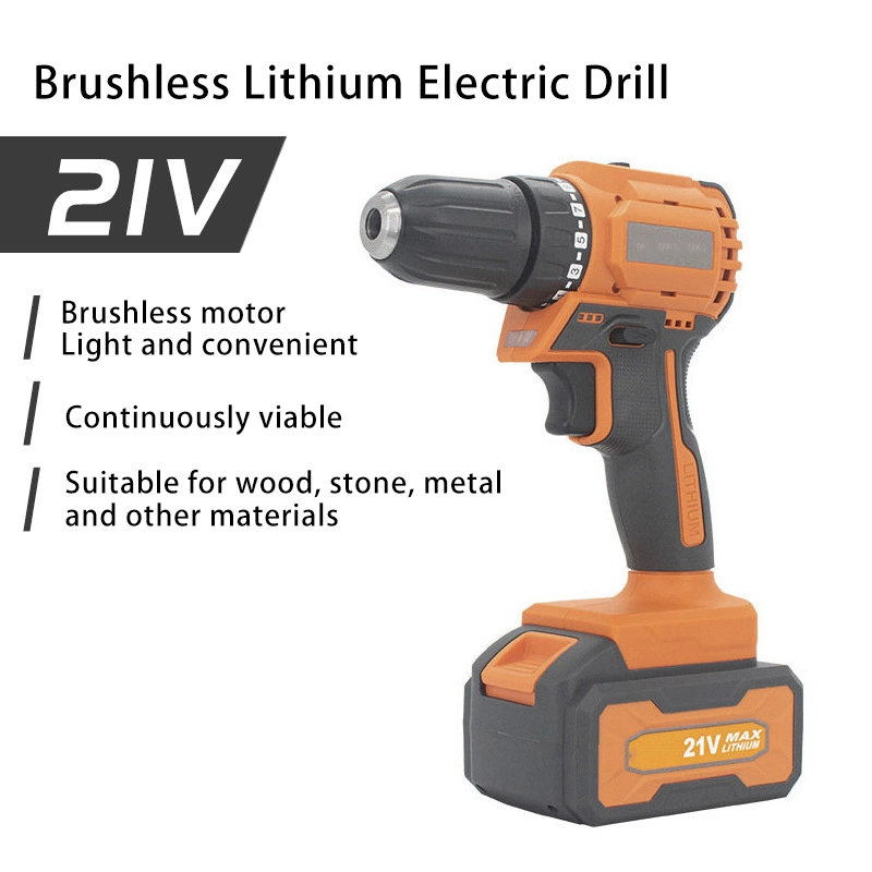 Qianxu 13mm Brushless Household Variable Speed Milling Drilling Machine 21V Cordless Electric Hammer Drill Machine for Metal Electric Drill