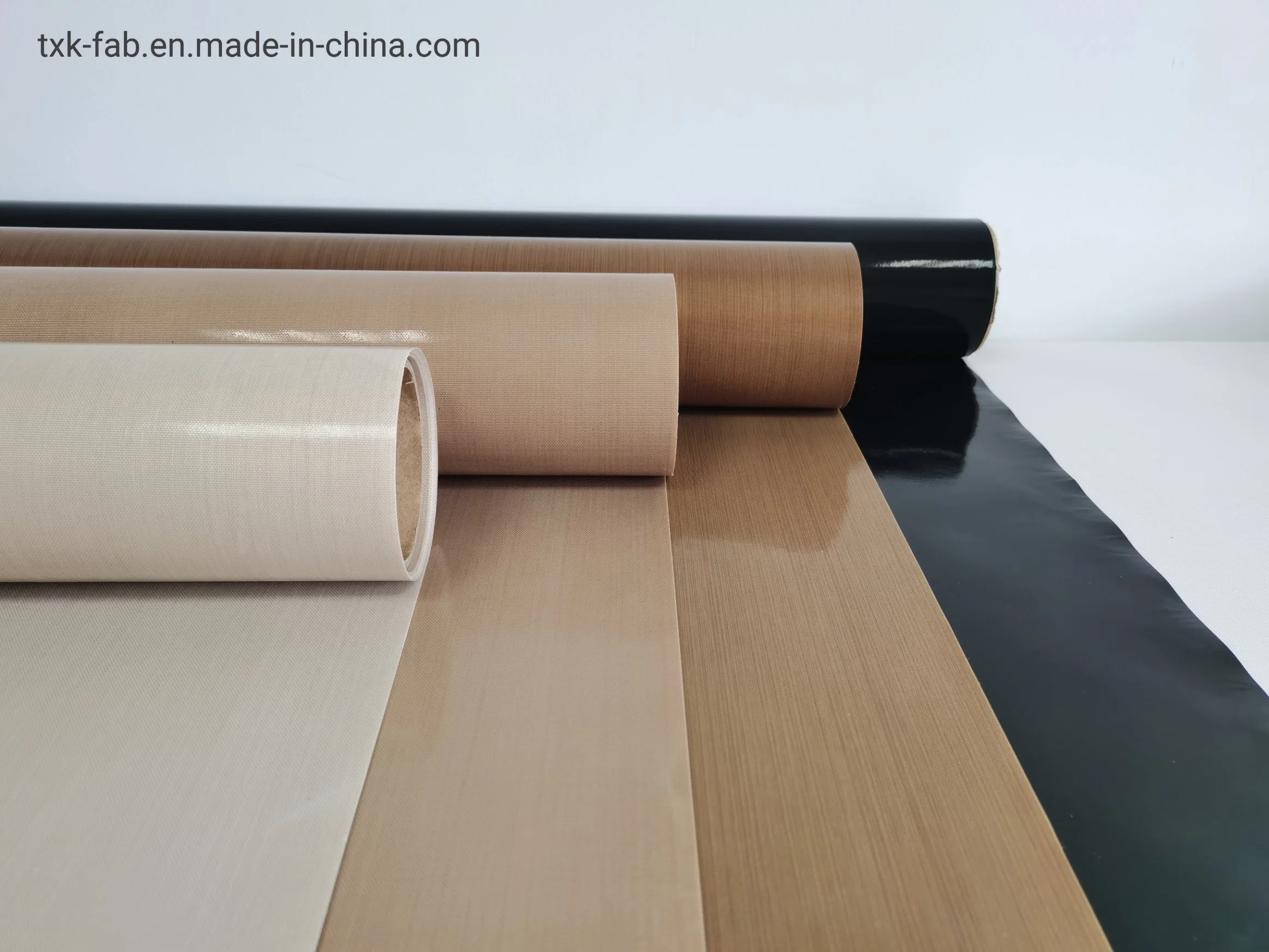 High Temperature Laminated Non Adhesive PTFE Fiberglass Cloth Fabric in Roll