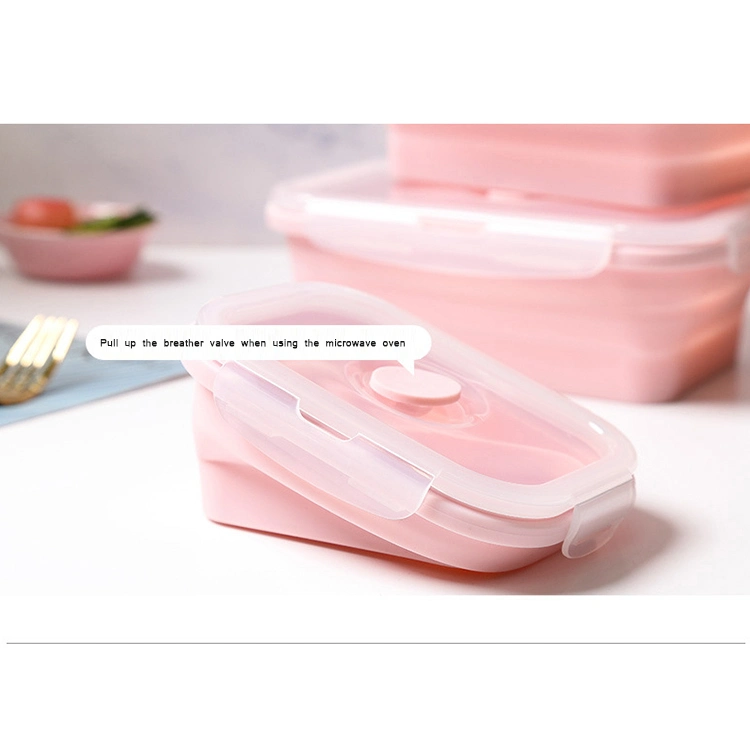 Silicone Folding Lunch Box Food Grade Microwave Heated Lunch Box Large