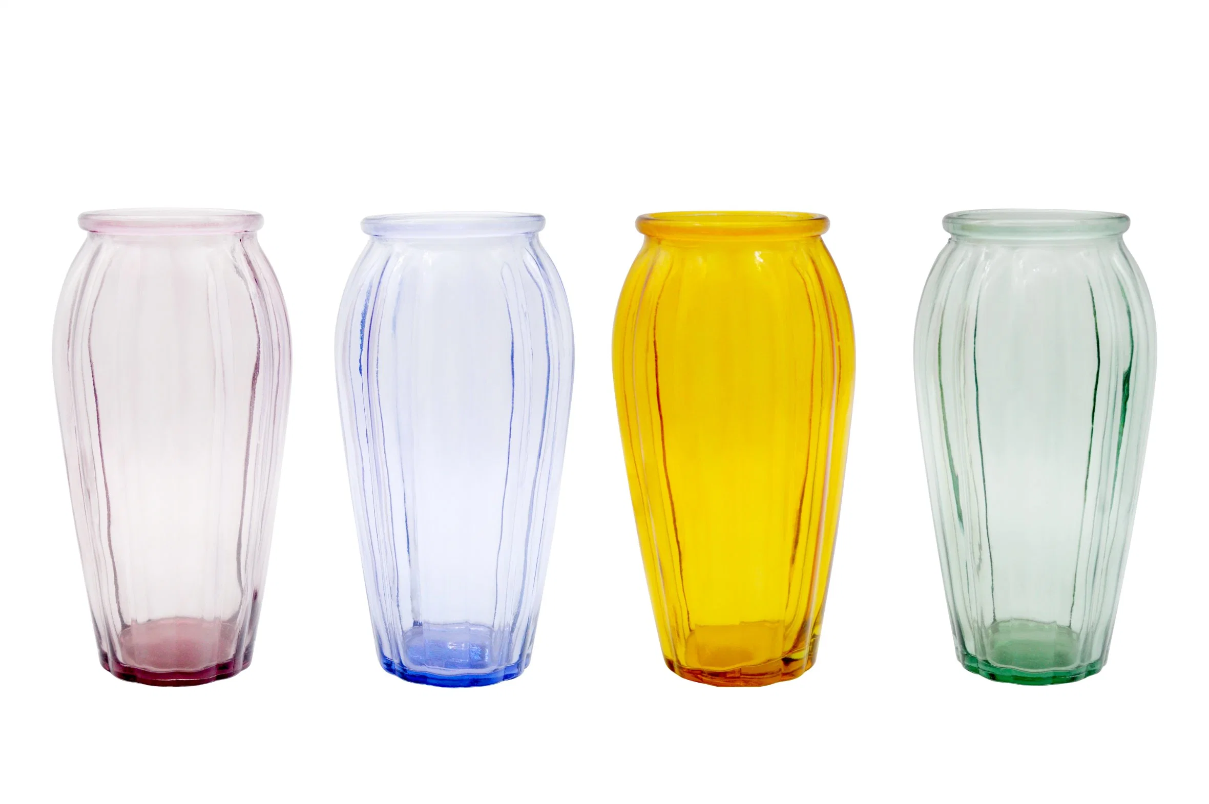 Elegant Glass Vase Colorful Transparent Diamond Cut Design Fresh and Exquisite