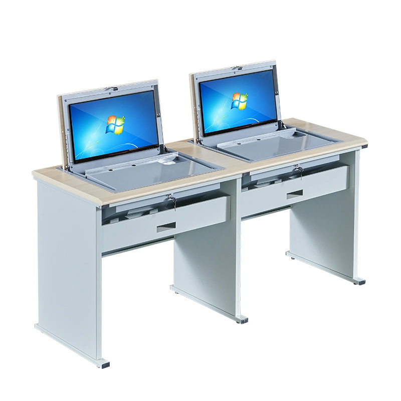 Office Computer Flip Desk Hidden Mini PC Safe Box Paperless Computer Exam Table Computer Training Table