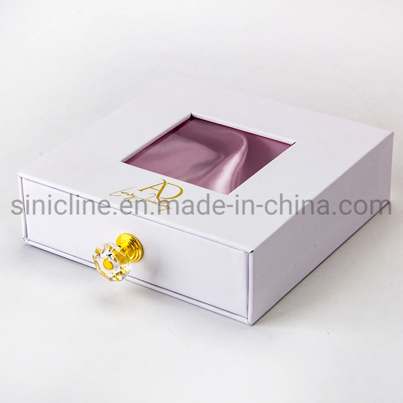 Sinicline Custom Logo Fancy Drawer Handle Paperboard Jewelry Packaging Box