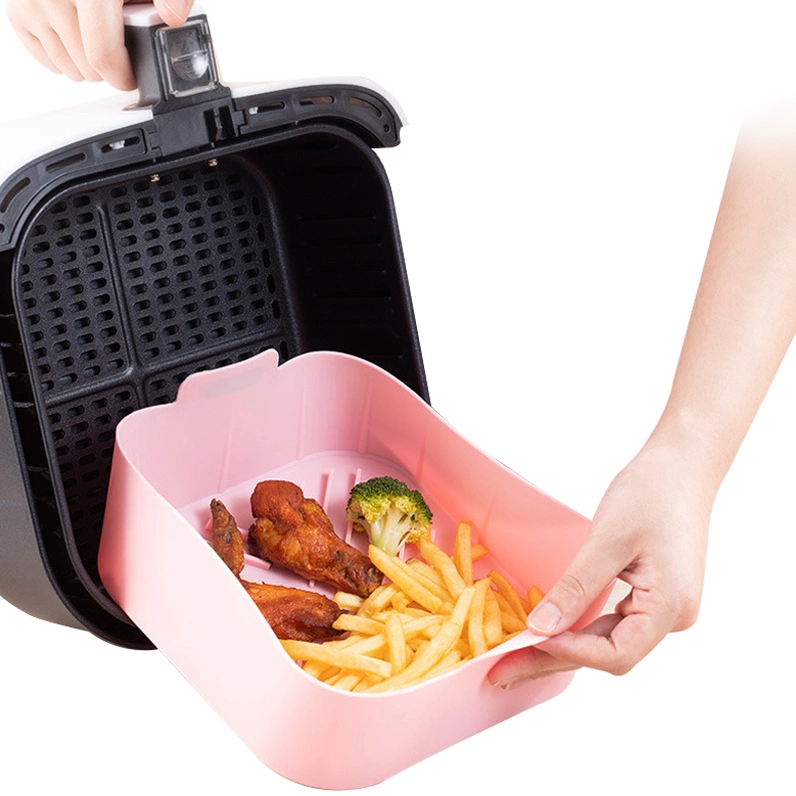 Aire reutilizables freidora alimentos seguros Airfryer Cesta de la Olla de SILICONA silicona rectangular de la camisa de aire en el molde para hornear freidora con la circulación de aire