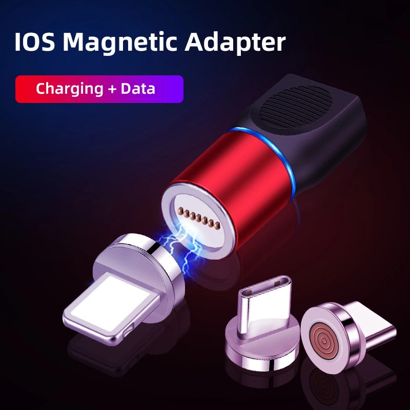 Hot sell mobile phone adapters LED light type C to 8pin type C micro magnetic adapter support charging and data