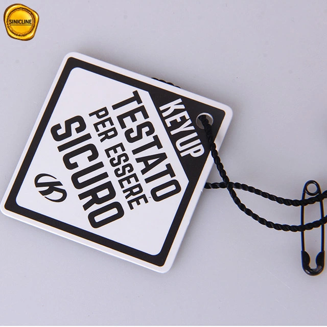 Sinicline Custom Printed Diamond Paper Hangtag with String and Safety for Garment