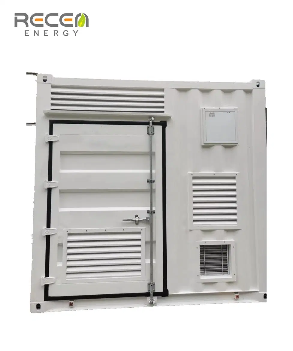 Système de stockage d'énergie extérieur avec batterie au lithium dans un conteneur, alimentation en énergie avec climatisation et refroidissement, 6000 cycles de vie profonds et longs.