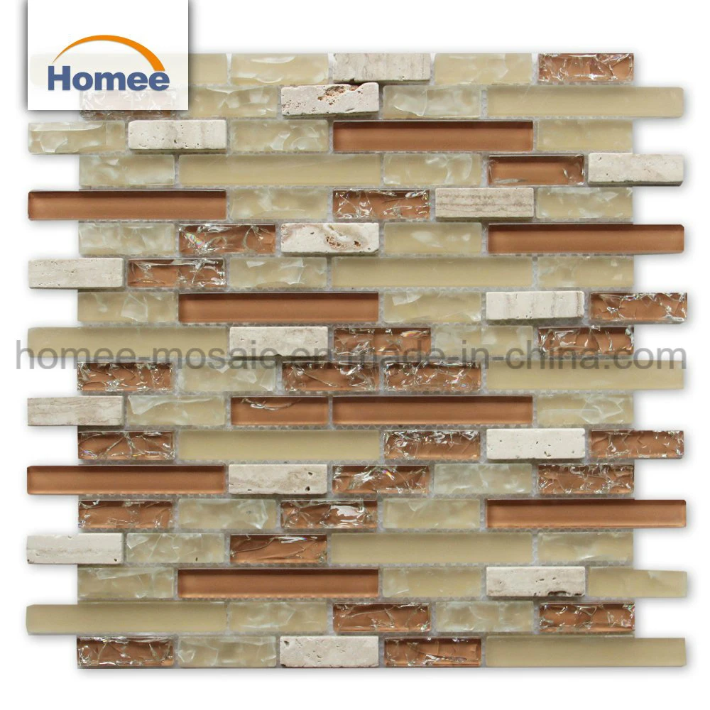 Mix Color Irregular Backplash Kitchen Ice Crack Stone Glass Mosaic