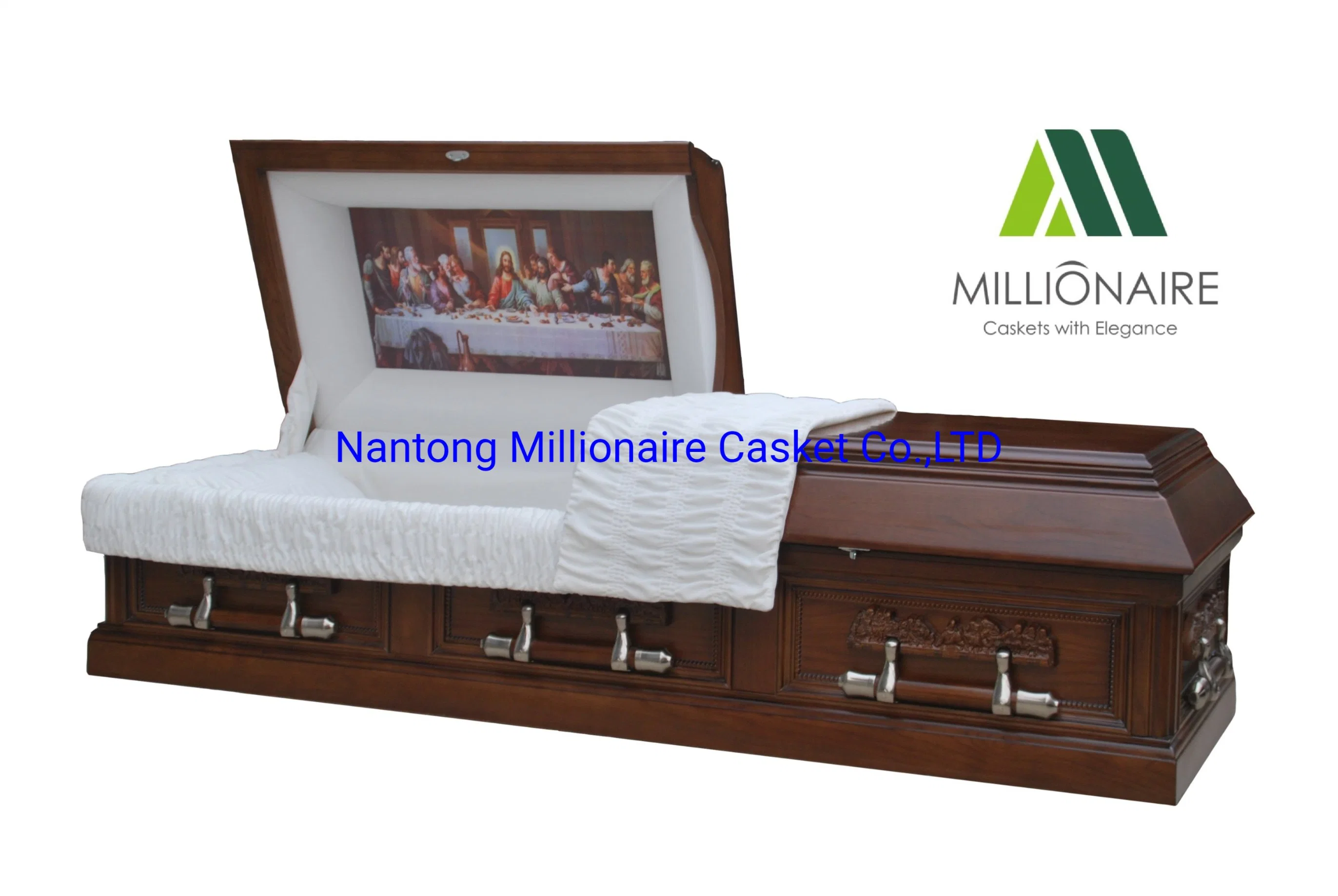 Luxury Wooden Caskets with Engravings on Casket Top and Sides