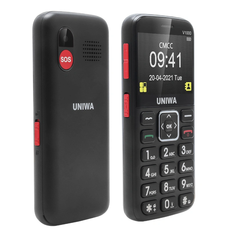 Клавиатура 4G Телефон Uniwa V1000 2.31 дюйма экран Большая кнопка Бренд 4G Senior Bar Cell Phone для пожилых людей с Sos Батарея на 1700 мА/ч.