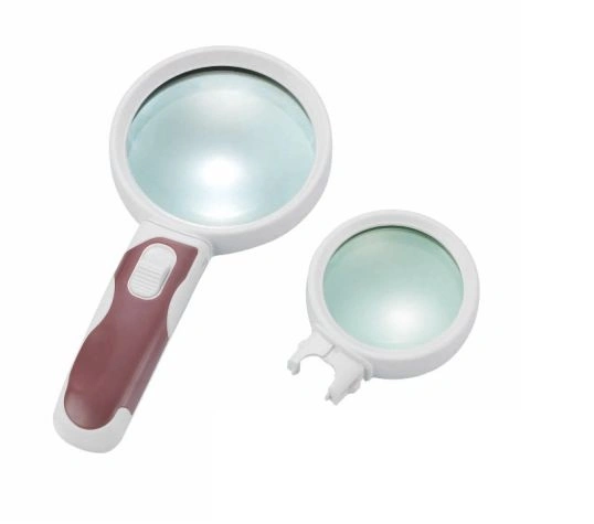 Interchangeable 2.5X/6X Handheld Magnifier 2 LED Magnifying Glass (BM-BG2011)