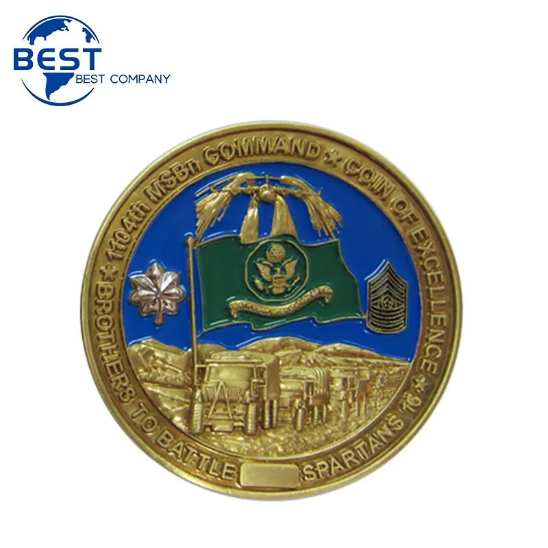 Design Logo Color Promotional Custom Souvenir Antique Brass Metal Challenge Coin