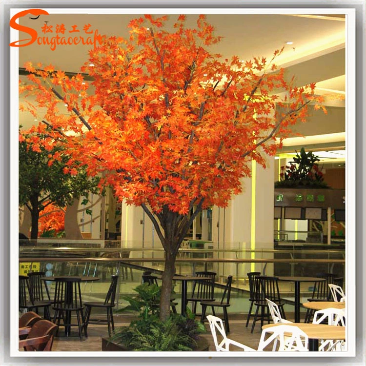 Hot Sale Fiberglass Artificial Fake Maple Tree for Autumn Decoration