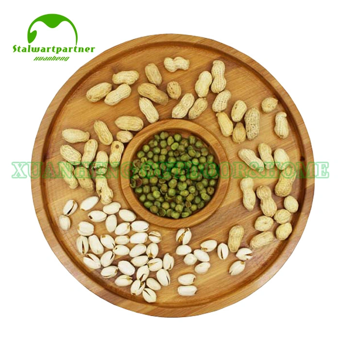 Eco-Friendly Round Bamboo Decorative Wood Serving Tray Set