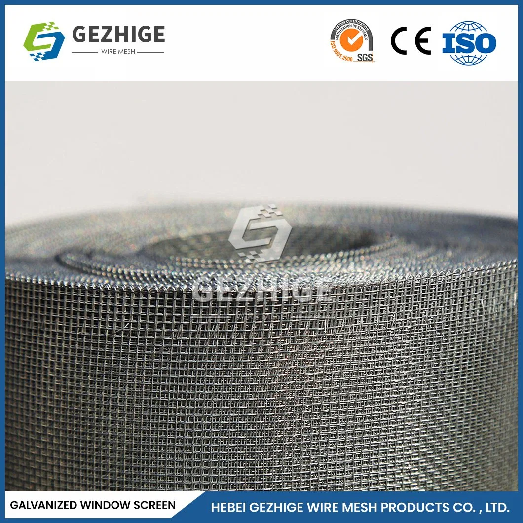 Gezhige Wholesale/Supplier Blackout Window Screens Manufacturing 16 X 16 Mesh Zinc Plated Wire Mesh Curtain Window Screen China Never Rust Galvanized Iron Window Screen