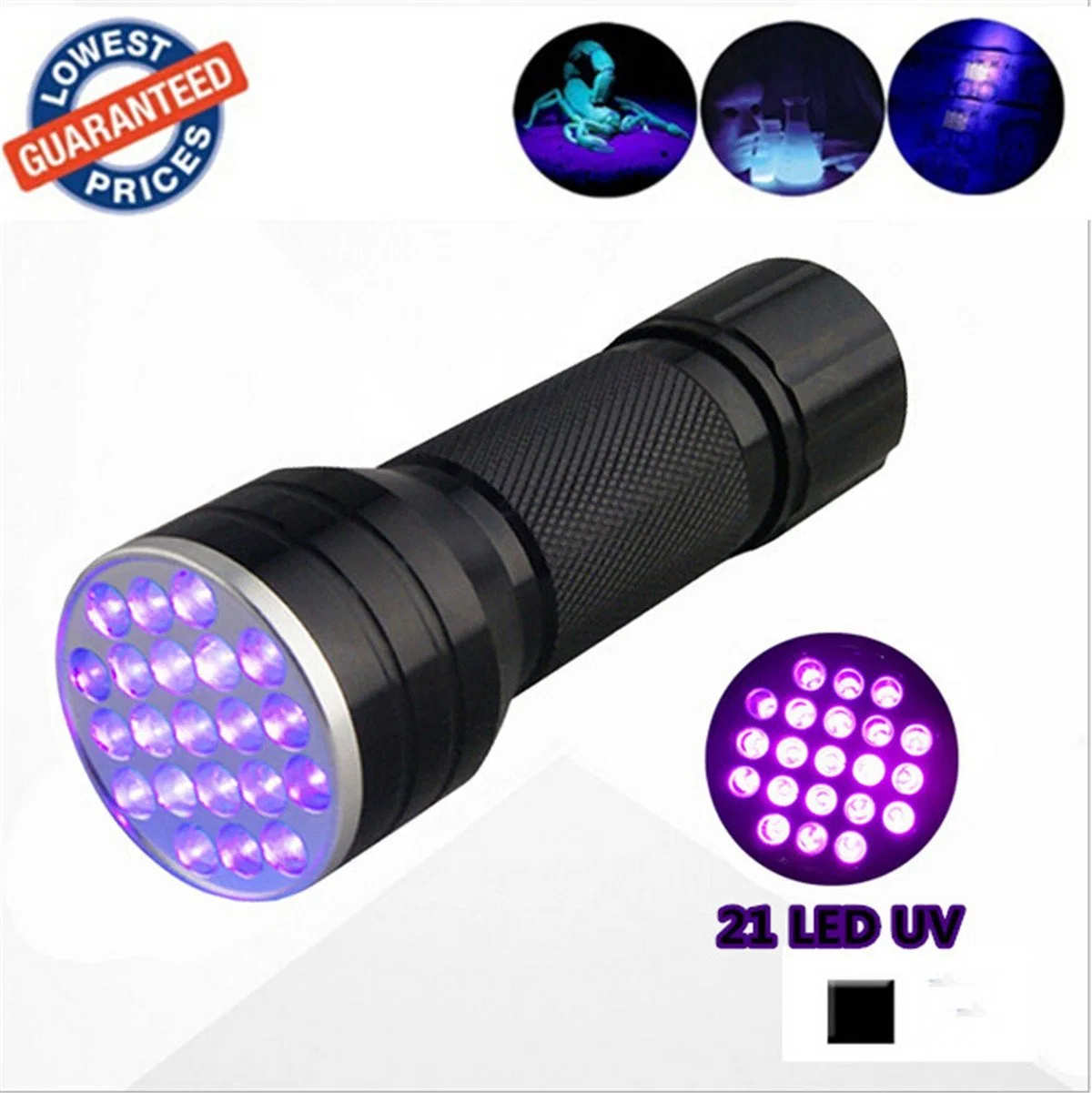 21 de la luz UV LED de 365nm 395nm Blacklight Linterna ultravioleta