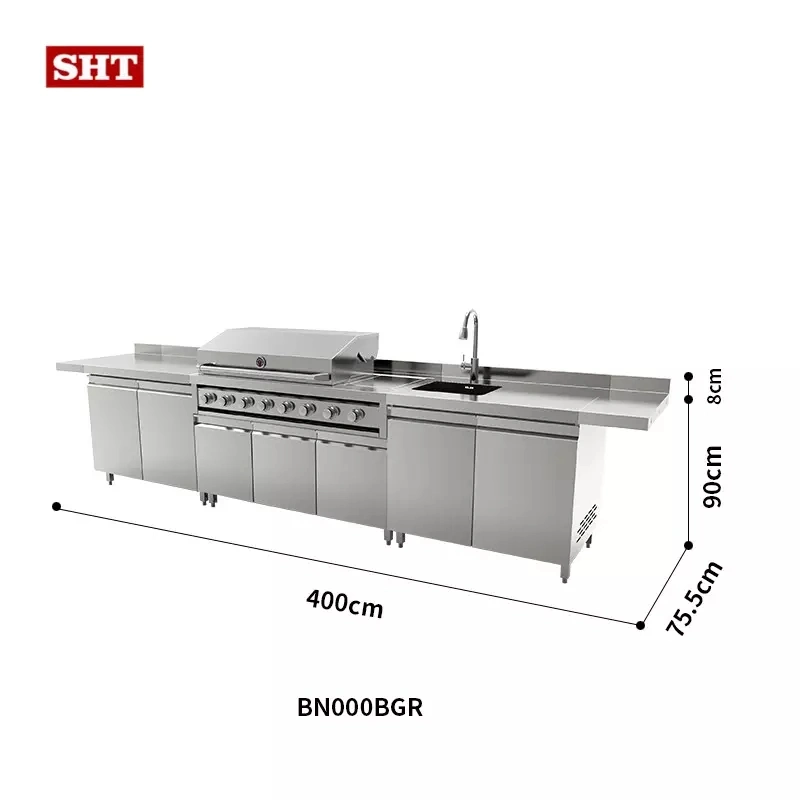 Cozinha Exterior Metal armários Varanda Grill gás Churrasco Rack Kitchen Armário