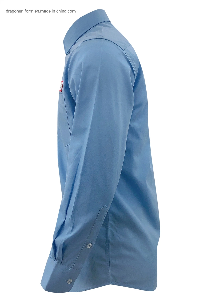 RPET Fabric Wholesale/Supplier Price New Promotion Blue Security Shirt Uniform with Factory