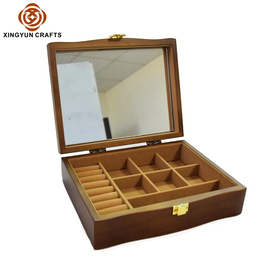 Cadeaux d'artisanat en bois de luxe Bijoux Bijoux de grande capacité de cas Case de l'organiseur avec miroir cosmétique emballage en bois