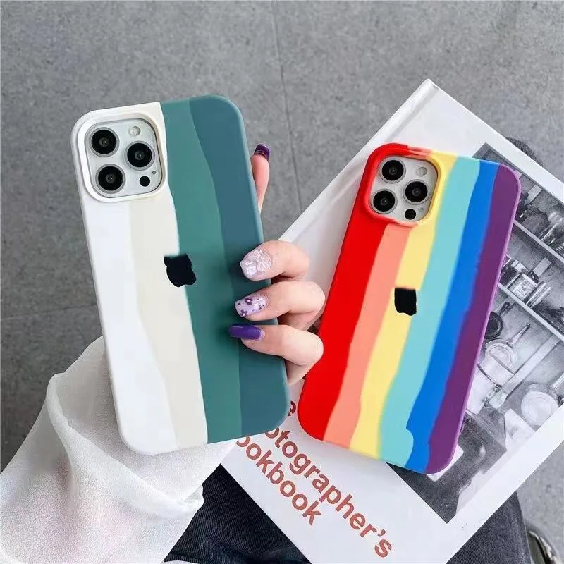 Protector Rainbow Étui en silicone pour iPhone de cas de téléphone 14 13 12 11 PRO MAX avec de gros de haute qualité capot arrière du téléphone