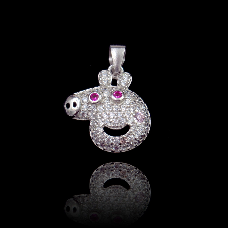 Fashion Cubic Zirconia Swan Shaped Evening Party Pendant with Sterling Silver Jewelry