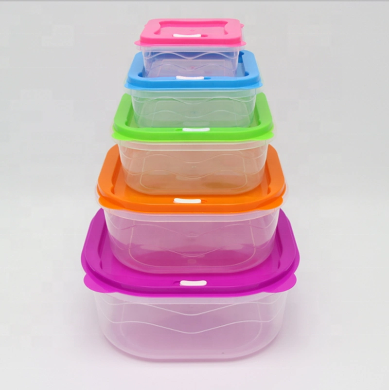 Round Fresh-Keeping Boxes with Five Sets and Lunch Box, Food Storage Container Bento Lunch Box, Microwave Safe Plastic Storage Food Container