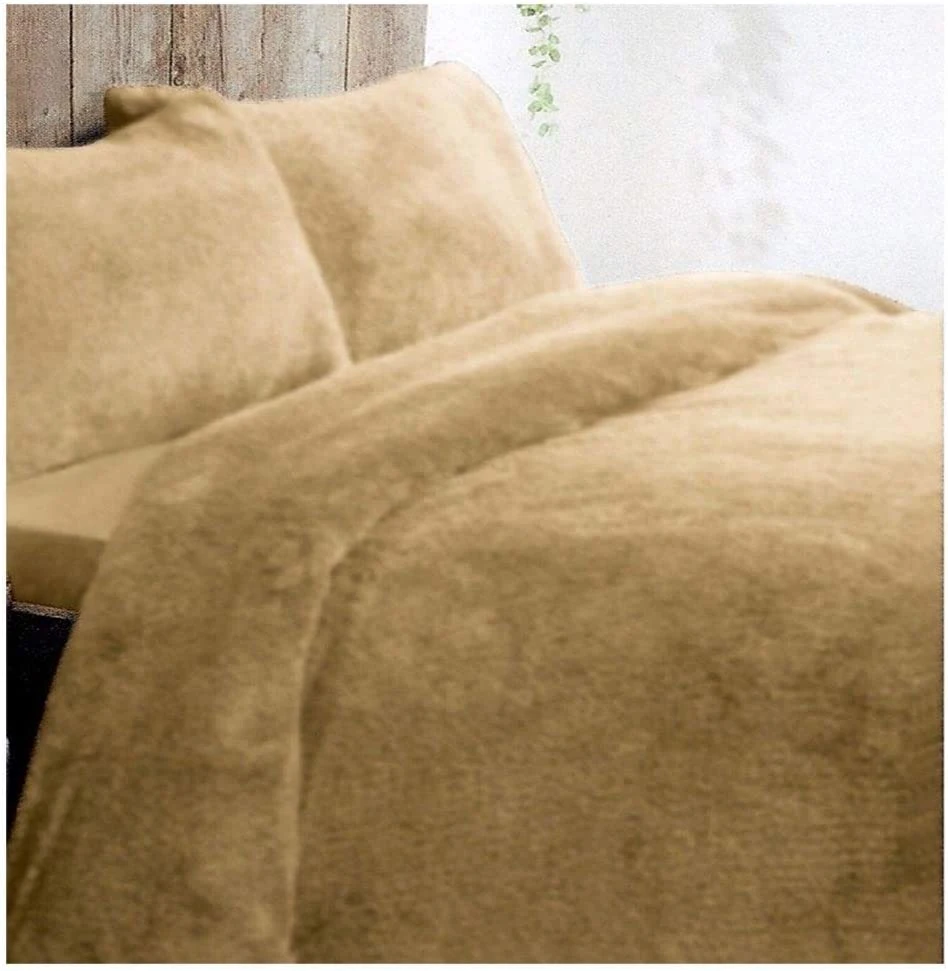 Luxury Teddy Fleece Duvet Cover with Pillow Case Thermal Warm Bedding Cover Set Charcoal Double