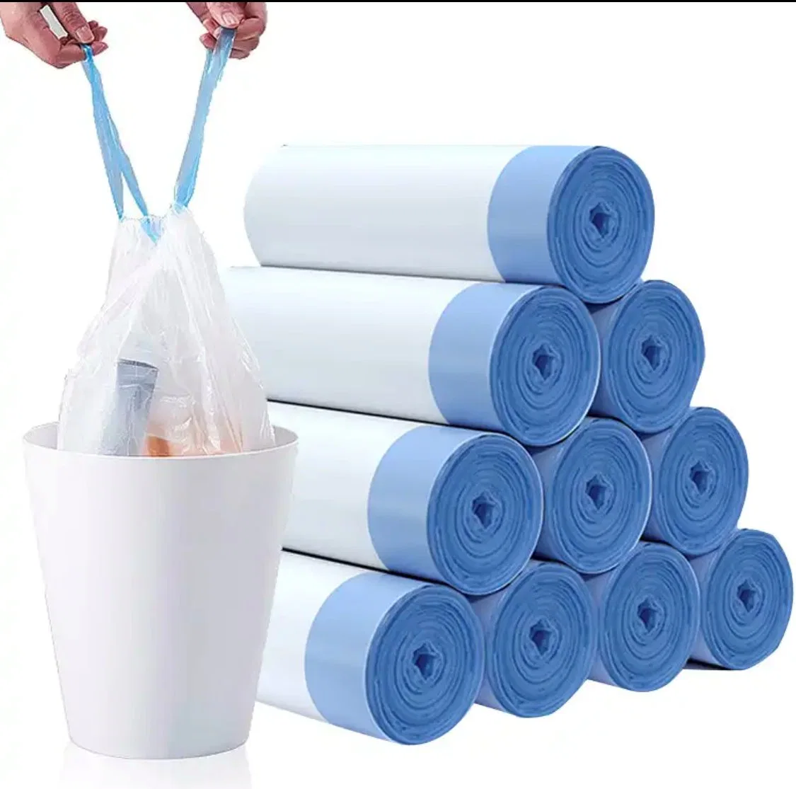 Colorful Drawstring Kitchen Biodegradable Trash Bag Thick Home Office Plastic Garbage Bags on Roll