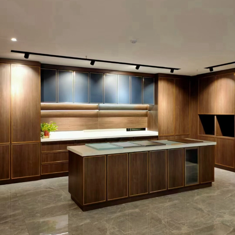 Customized Kitchen Wood Grain Cabinets Modern, Minimalist, and Luxurious Kitchen Furniture, Kitchen Cabinetsmaterials, Colors, Shapes, Sizes, and Configurati