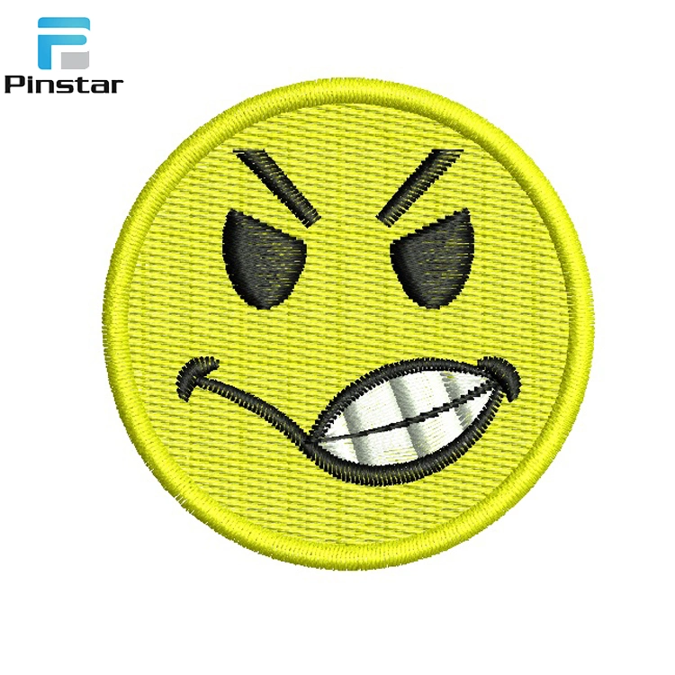 50mm Diameter Iron on Smiley Face Woven Badge Patch