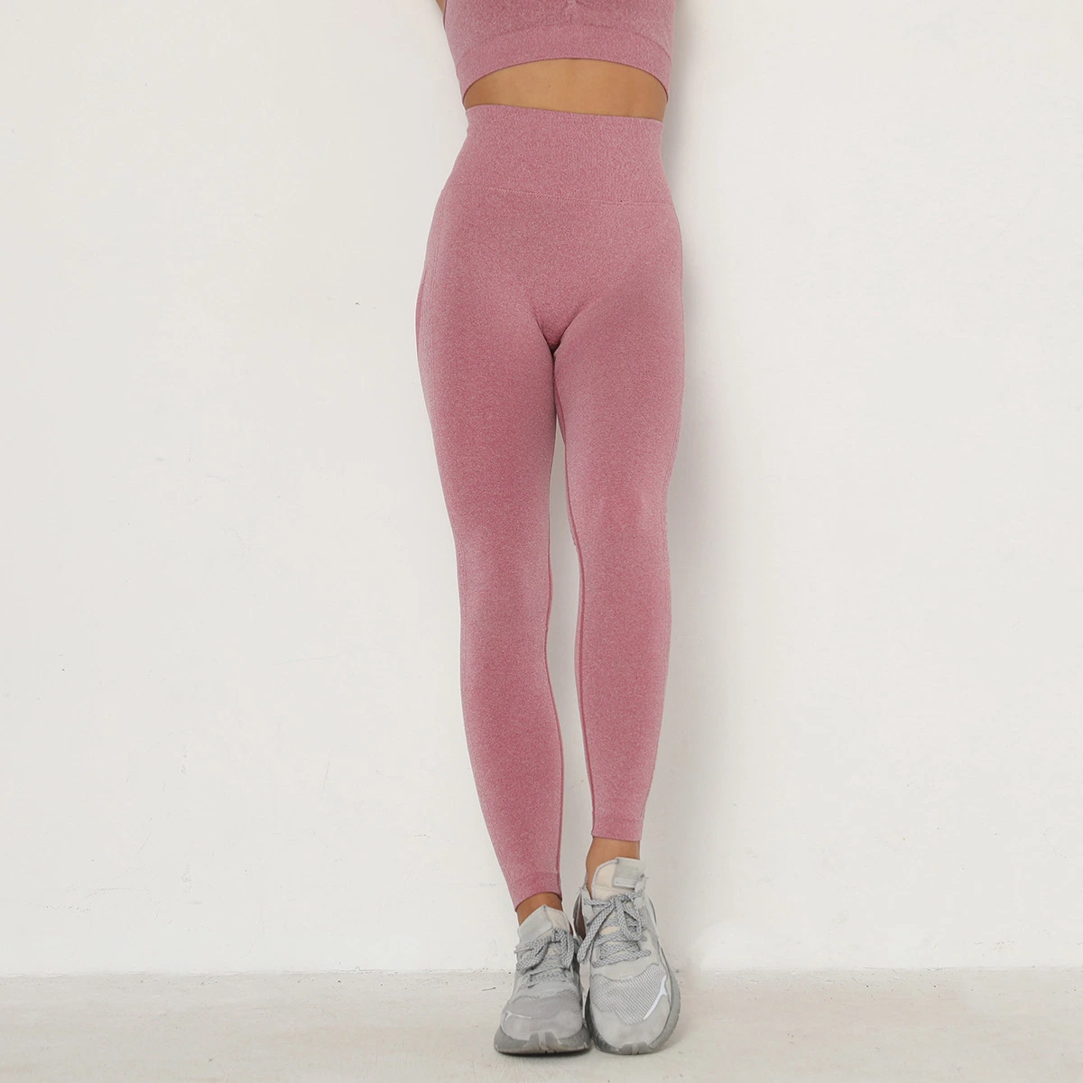 Leggings de treino de alta elasticidade sem costuras para mulher, com ginásio de levantamento de runch Leggings de ioga de cintura subida